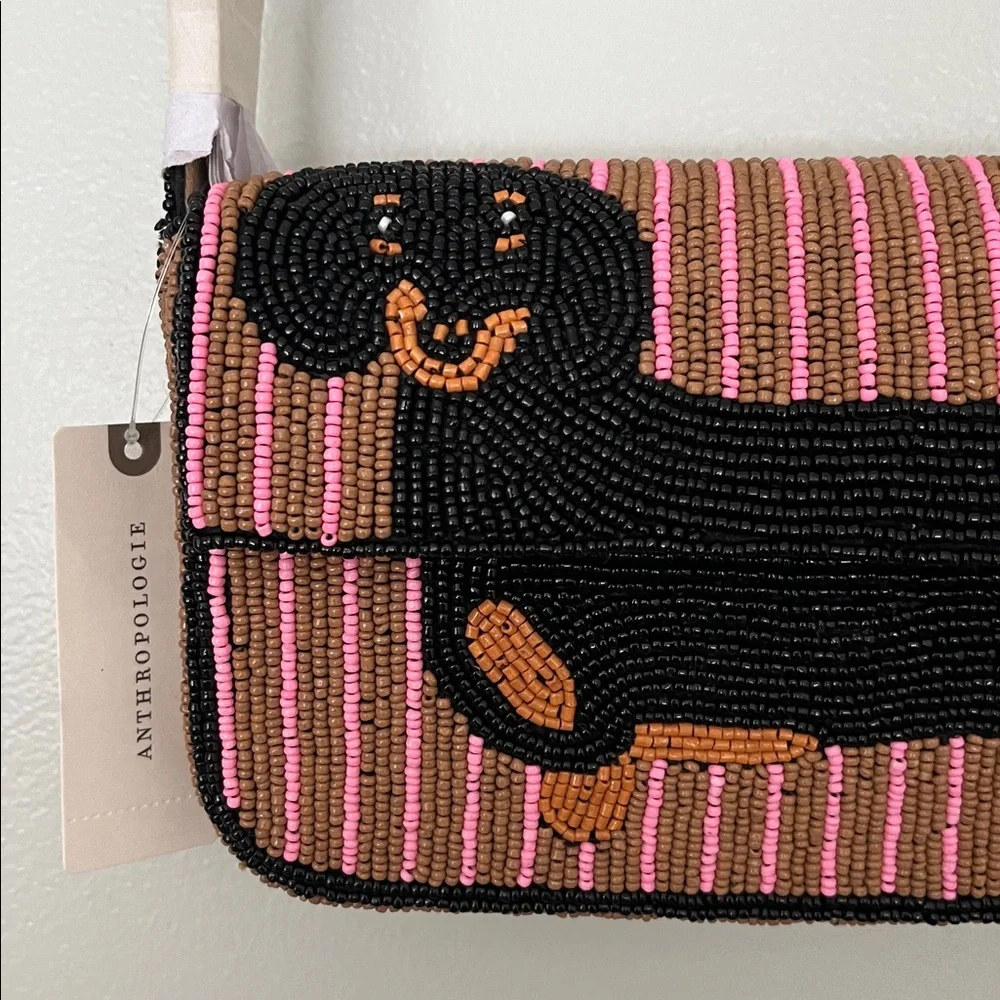 Fiona Striped Beaded Dachshund Shoulder Bag - Picture 4 of 9